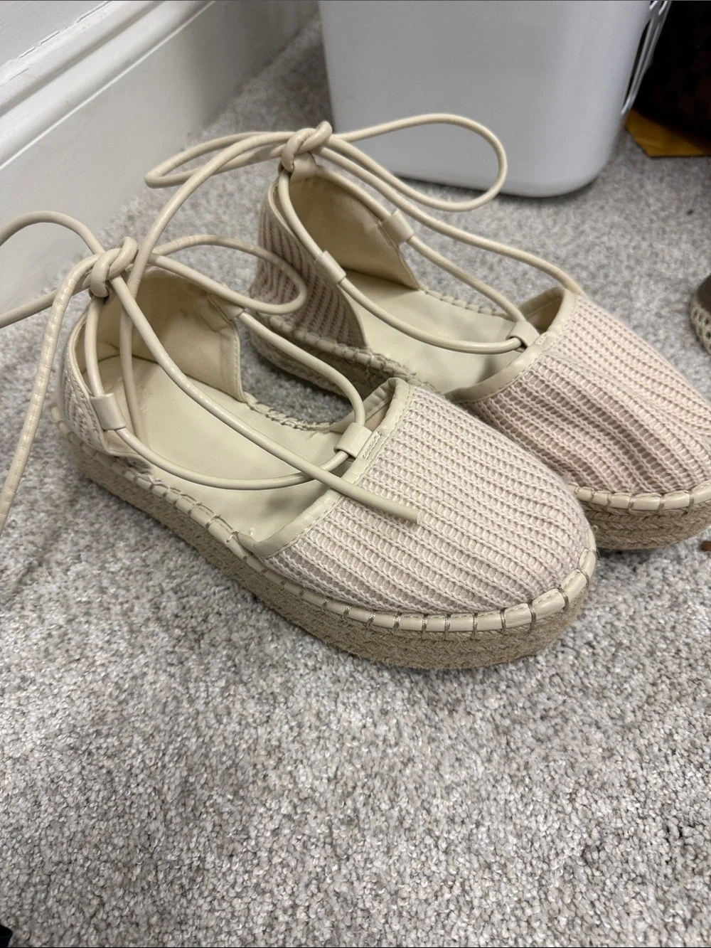 ASOS Cream Lace-Up Espadrille Flats